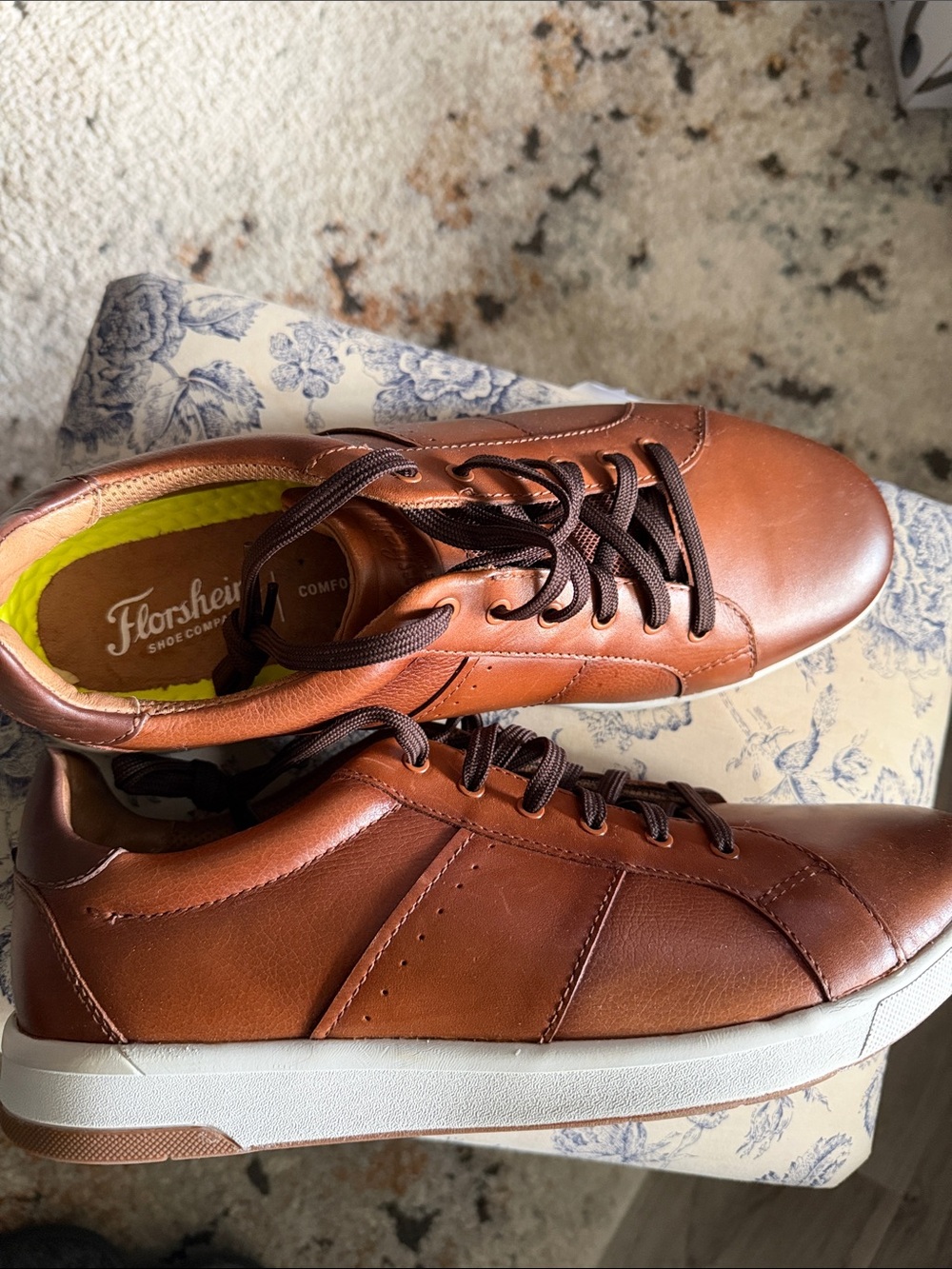 Florsheim Men's Chestnut Brown Leather Low-Top Sneakers